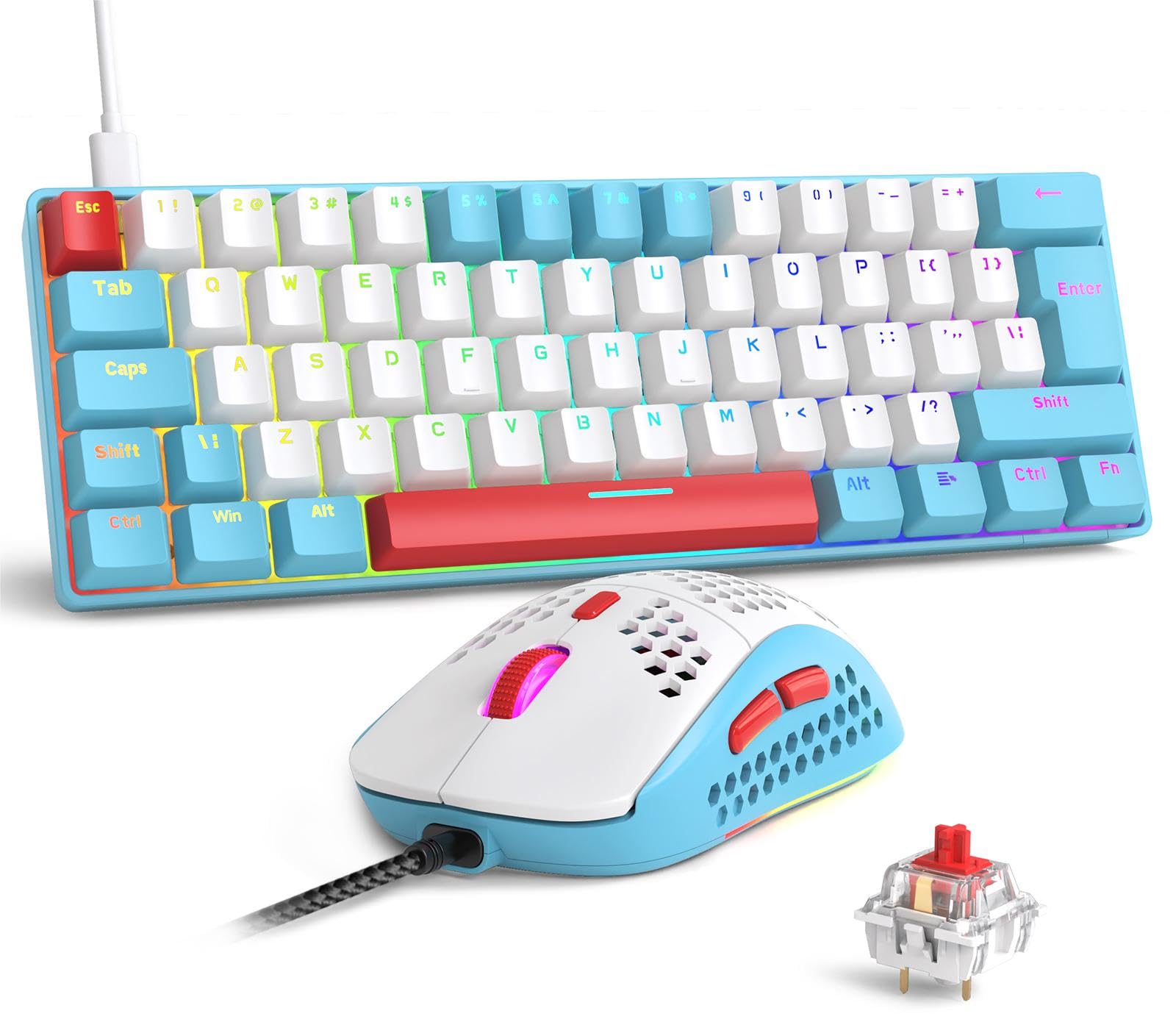 RK-T60 Wired Mechanical Gaming Keyboard and Mouse Combo Portable